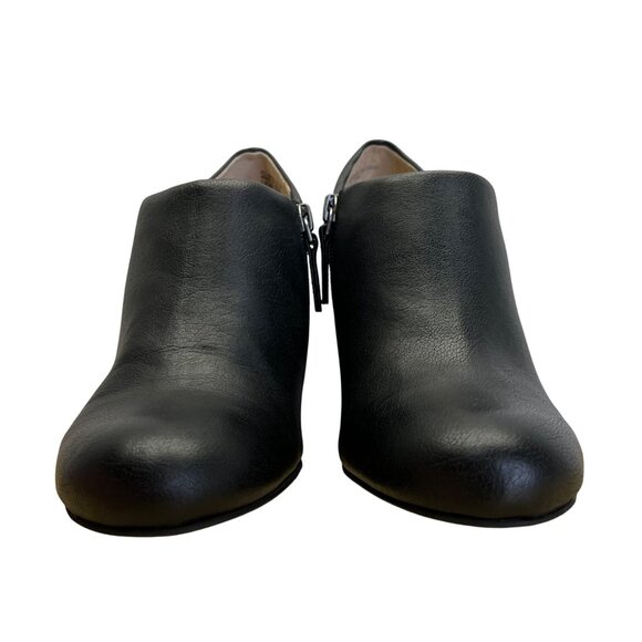 Crown Vintage Women’s Black Faux Leather Slip-On Heeled Booties Size 7.5M - Picture 2 of 9
